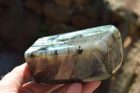 Polished Labradorite Standing Free Forms With Intense Blue & Gold Flash x 2 From Sakoany, Madagascar - TopRock