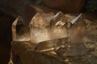 Polished  Wispy Phantom Smokey Quartz Points  x 6 From Madagascar