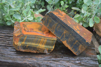 Natural Golden Blue Tigers Eye Specimens  x 2 From Prieska, South Africa - TopRock