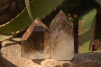 Polished  Wispy Phantom Smokey Quartz Points  x 6 From Madagascar