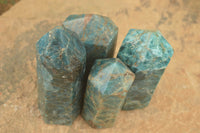 Polished Blue Apatite Points  x 4 From Madagascar - TopRock