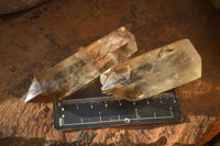 Polished  Wispy Phantom Smokey Quartz Points  x 6 From Madagascar