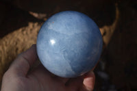 Polished Blue Calcite Spheres x 2 From Ihadilalana, Madagascar