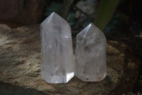 Polished Large Rainbow Veiled Clear Quartz Points x 2 From Madagascar