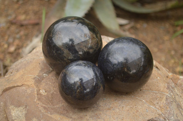 Polished Rare Iolite Spheres x 3 From Ambatofinandrahana, Madagascar