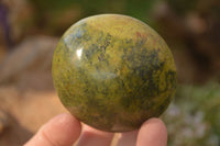 Polished  Green Opal Galet / Palm Stones x 7 From Antsirabe, Madagascar