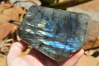 Polished Labradorite Standing Free Forms With Intense Blue & Gold Flash x 2 From Sakoany, Madagascar - TopRock