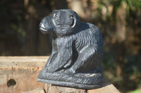 Polished Groovy Black Soap Stone Baboon Carving  x 1 From Zimbabwe - Toprock Gemstones and Minerals 