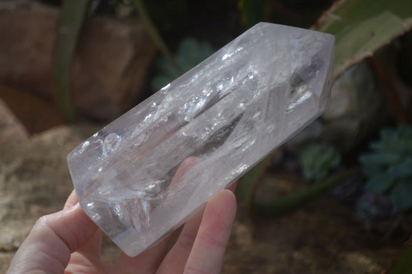 Polished Large Rainbow Veiled Clear Quartz Points x 2 From Madagascar