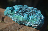 Natural Blue Chrysocolla On Silky Malachite Matrix With Black Heterogenite  x 1 From Kulukuluku, Congo - Toprock Gemstones and Minerals 