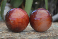 Polished Carnelian Agate Spheres  x 3 From Madagascar - Toprock Gemstones and Minerals 