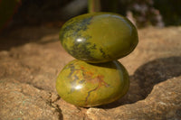 Polished  Green Opal Galet / Palm Stones x 7 From Antsirabe, Madagascar