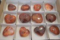 Polished Carnelian Agate Hearts  x 12 From Madagascar