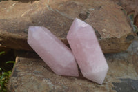 Polished Double Terminated Pink Rose Quartz Points  x 4 From Ambatondrazaka, Madagascar - TopRock