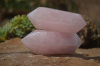 Polished Double Terminated Pink Rose Quartz Points  x 4 From Ambatondrazaka, Madagascar - TopRock