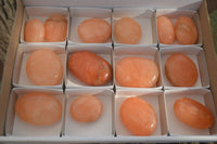 Polished Orange Twist Calcite Palm Stones  x 14 From Madagascar - Toprock Gemstones and Minerals 