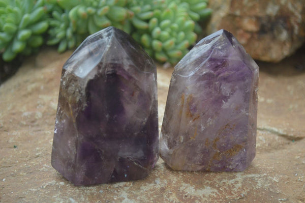 Polished Lovely Selection Of Window Amethyst Points  x 4 From Madagascar - Toprock Gemstones and Minerals 