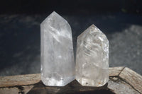 Polished Large Rainbow Veiled Clear Quartz Points x 2 From Madagascar