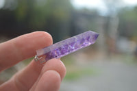 Polished Packaged Hand Crafted Resin Pendant with Amethyst Chips - sold per piece - From Bulwer, South Africa - TopRock