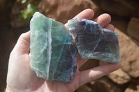 Polished Watermelon Fluorite Standing Slabs  x 6 From Uis, Namibia