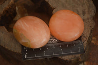 Polished Orange Twist Calcite Galets / Palm Stones x 12 From Maevantanana, Madagascar