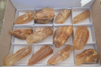 Natural Honey Aragonite Etched & Cobbed Pieces  x 12 From Namibia