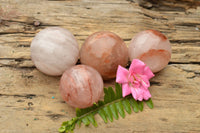 Polished Red Hematoid "Fire" Quartz Spheres  x 4 From Madagascar - TopRock