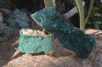 Natural Crystalline Malachite Specimens  x 2 From Congo - Toprock Gemstones and Minerals 