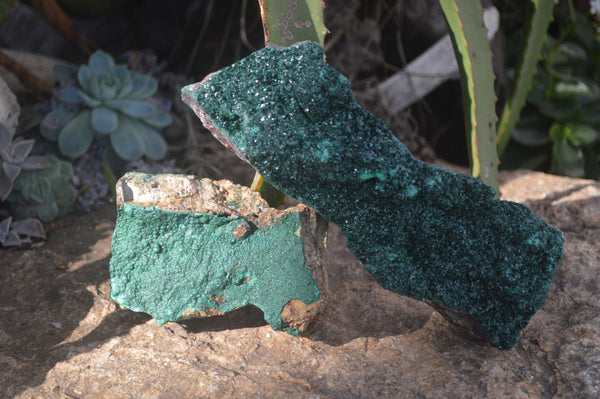 Natural Crystalline Malachite Specimens  x 2 From Congo - Toprock Gemstones and Minerals 