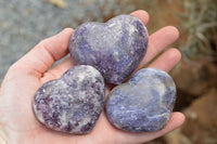 Polished Purple Lepidolite Mica Hearts  x 6 From Madagascar - TopRock