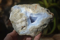 Natural Blue Lace Agate Geode Specimens x 4 From Nsanje, Malawi