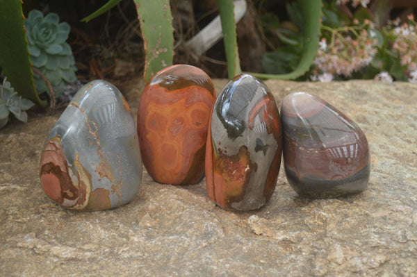 Polished Polychrome Jasper Standing Free Forms  x 4 From Mahajanga, Madagascar