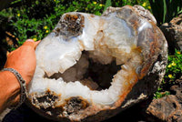 Polished Extra Large Crystal Cantered Agate Geode x 1 From Madagascar