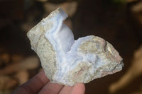 Natural Blue Lace Agate Geode Specimens x 4 From Nsanje, Malawi