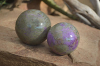 Polished Stichtite & Serpentine Spheres x 2 From Barberton, South Africa