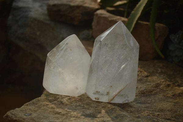 Polished Clear Quartz Crystal Points x 2 From Madagascar