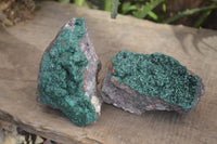 Natural Crystalline Malachite Specimens  x 2 From Congo