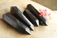 Polished Double Terminated Black Basalt Points  x 4 From Madagascar - TopRock