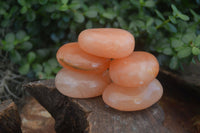 Polished Orange Twist Calcite Palm Stones  x 14 From Madagascar - Toprock Gemstones and Minerals 