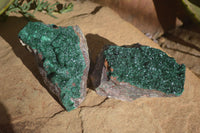 Natural Crystalline Malachite Specimens  x 2 From Congo