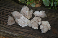 Natural Cascading White Phantom Smokey Quartz Clusters x 6 From Luena, Congo