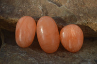 Polished Orange Twist Calcite Galets / Palm Stones x 12 From Maevantanana, Madagascar