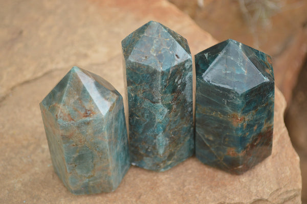 Polished Blue Apatite Points  x 6 From Madagascar - TopRock