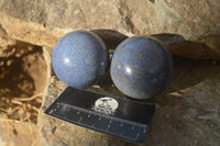 Polished Blue Lazulite Spheres  x 6 From Madagascar