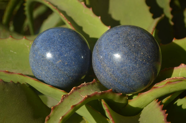 Polished Blue Lazulite Spheres  x 6 From Madagascar