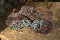 Natural Rare Ball Malachite On Drusy Quartz & Dolomite Matrix  x 3 From Kambove, Congo