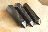 Polished Double Terminated Black Basalt Points  x 4 From Madagascar - TopRock