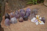 Polished Small Window Amethyst Crystals  x 12 From Madagascar - TopRock