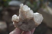 Natural Cascading White Phantom Smokey Quartz Clusters x 6 From Luena, Congo