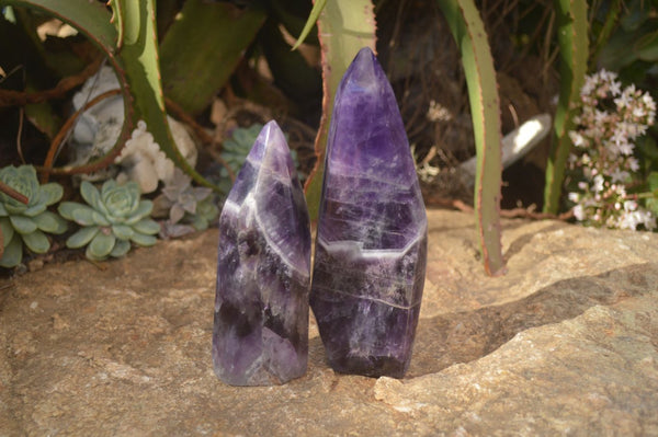 Polished Stunning Amethyst Points x 2 From Zambia